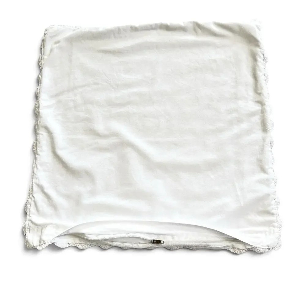 White Crochet Lace Pillow Sham 15